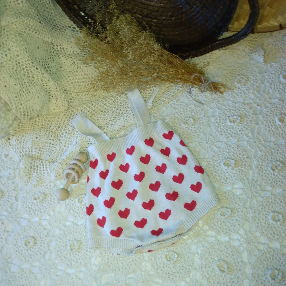 Cat & Jack Red and Cream Heart Diaper Cover